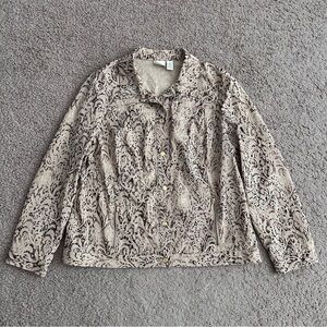 Zenergy by Chico's Beige Patterned Jacket Womens 2 (L/12) Leopard